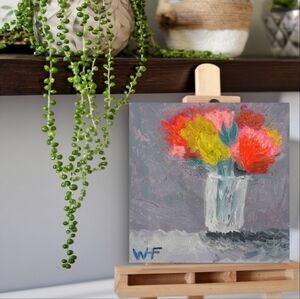 Vibrant Floral Oil On Canvas Mini Art ( SALE Firm )